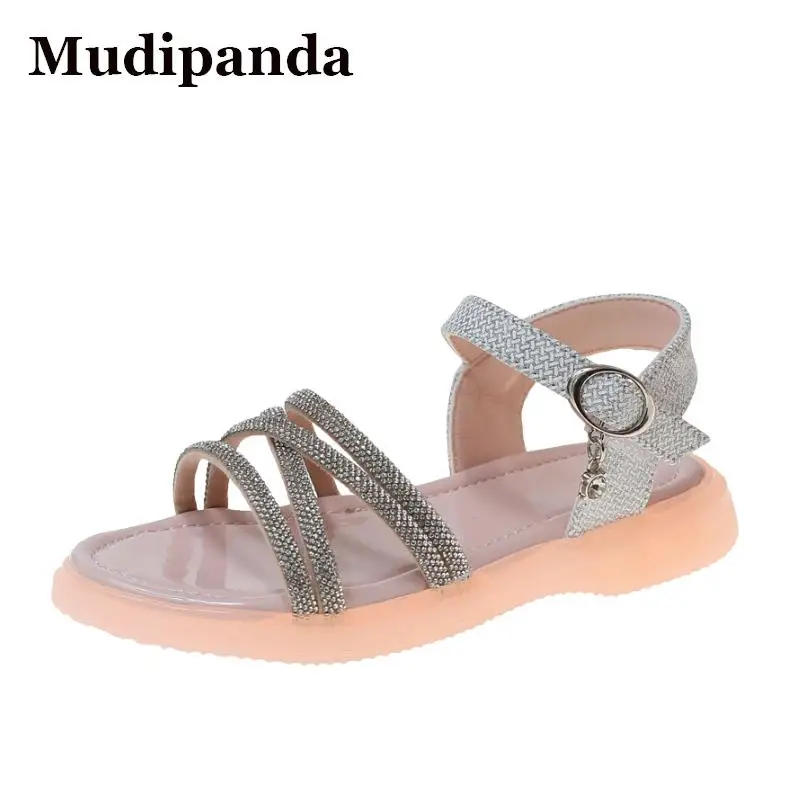 

Summer Beach Sandals Kids Girls Flat Girls Party Performance Shoe Pu Breathable Elegant Kids Princess Sandals Pink Casual Shoes