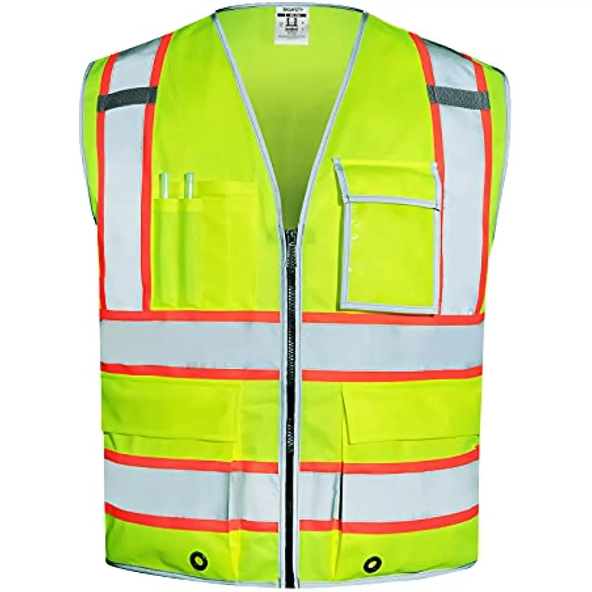 

10 Pockets Safety Vest, Class 2 High Visibility Security with Zipper, Hi Vis Vest with Reflective Strips