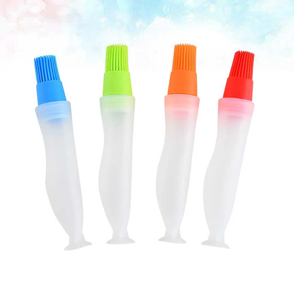 

4pcs Oil Bottle Brush Kitchen Baking Tools Oil Container with Brush Multifunctional Portable for Barbecue (Mixed Color)
