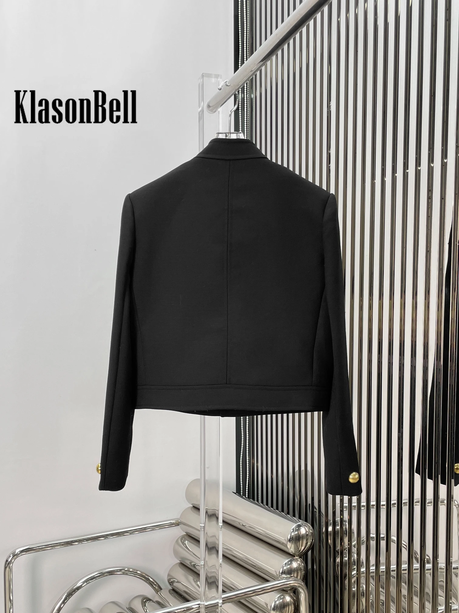 10.31 KlasonBell Женская мода с буквенным принтом и золотыми пуговицами камвольная