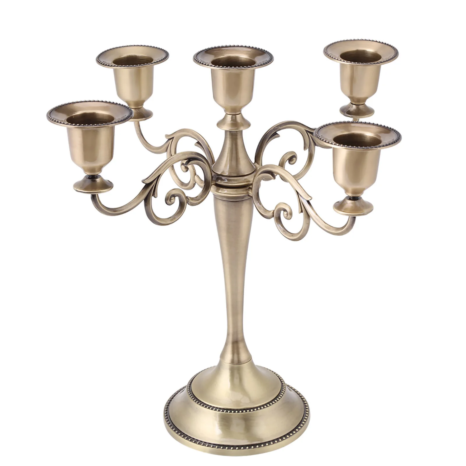 

5 Arms Vintage Bronze Candle Holder European Style Alloy Candlestick Wedding Home Party Desk Decoration