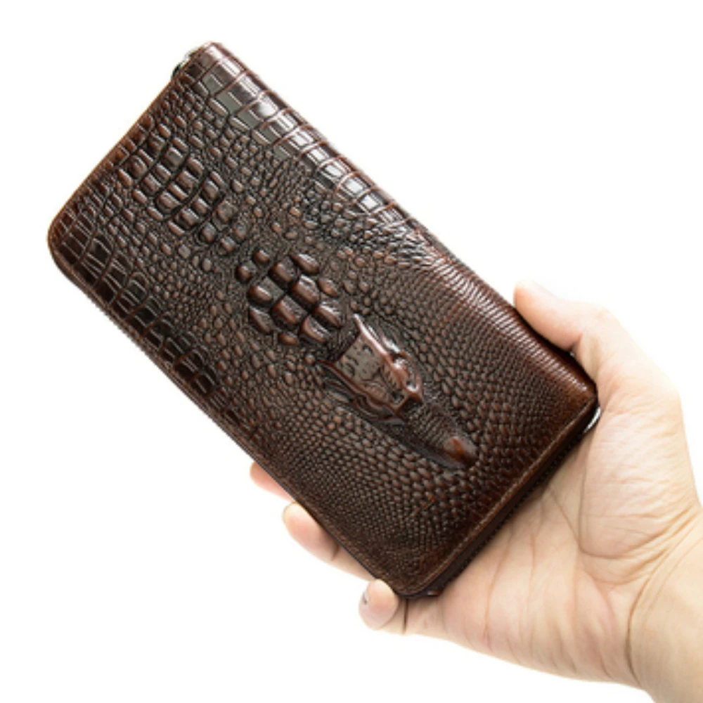 Cowhide Embossed  Pattern Men's Long Wallet / Multi-card Handhold  Wallet