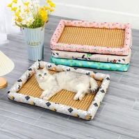 summer dog bed cat cushion puppy sleep nest for small medium large dog cat ice silk cool mat pet kennel cooling rattan matress