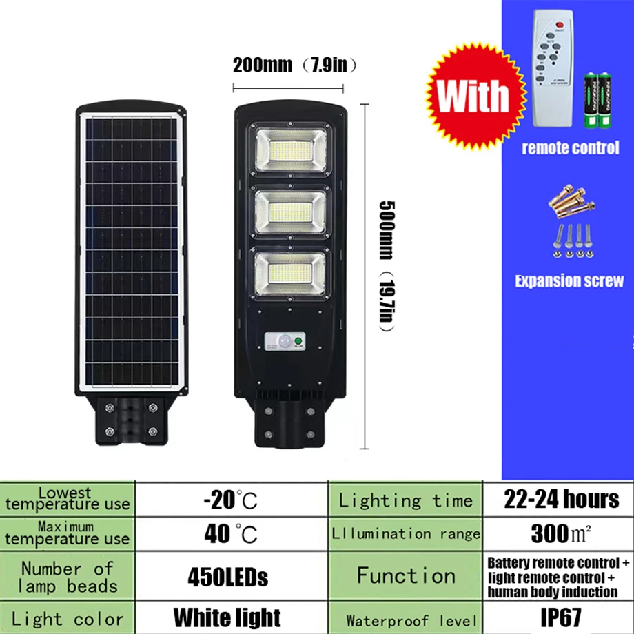

Outdoor Solar street Light panel with remote control and human sensing control suitable for farms gardens amusement parks