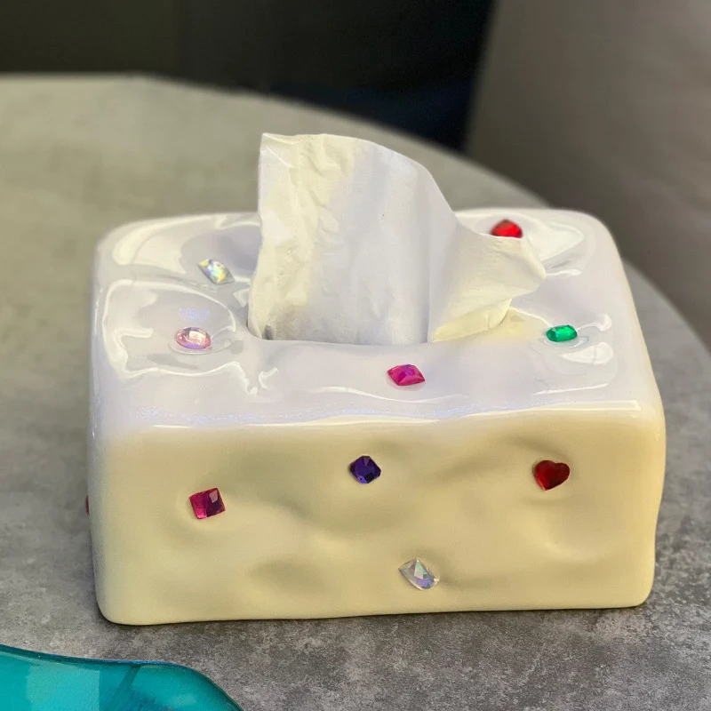 

Поделки для домашнего декора, креативная коробка для салфеток из драгоценных камней, керамическое украшение для гостиной, стола, кухонные аксессуары для хранения, держатель для салфеток