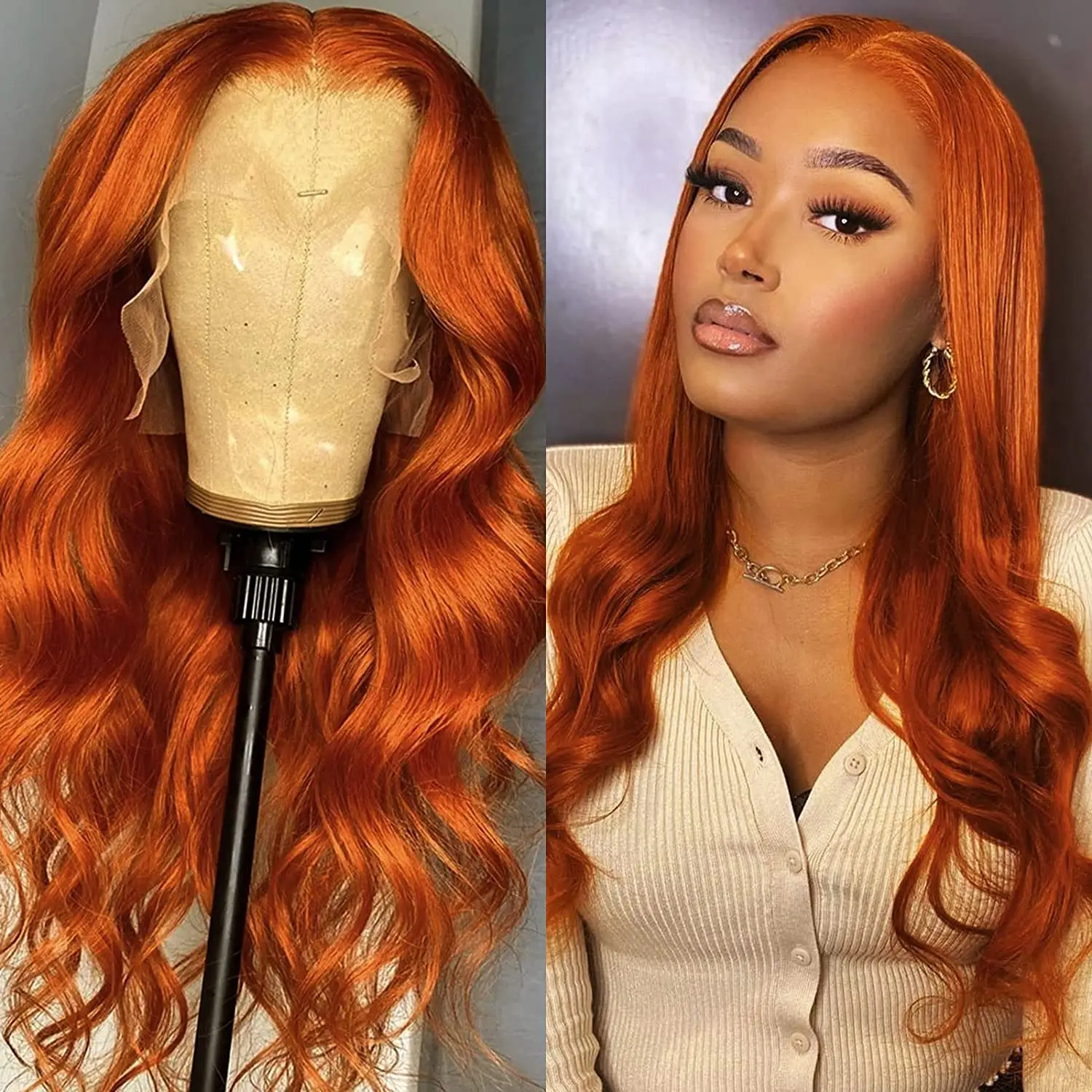 Ginger Lace Front Wig High Quality Synthetic Lace Front Wigs For Women Long Wavy Halloween Cosplay Wigs