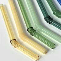 jade color glass straw heat resistant cold beverage bent straws reusable straw drinking straw 150mm8mm short stem 4pcset