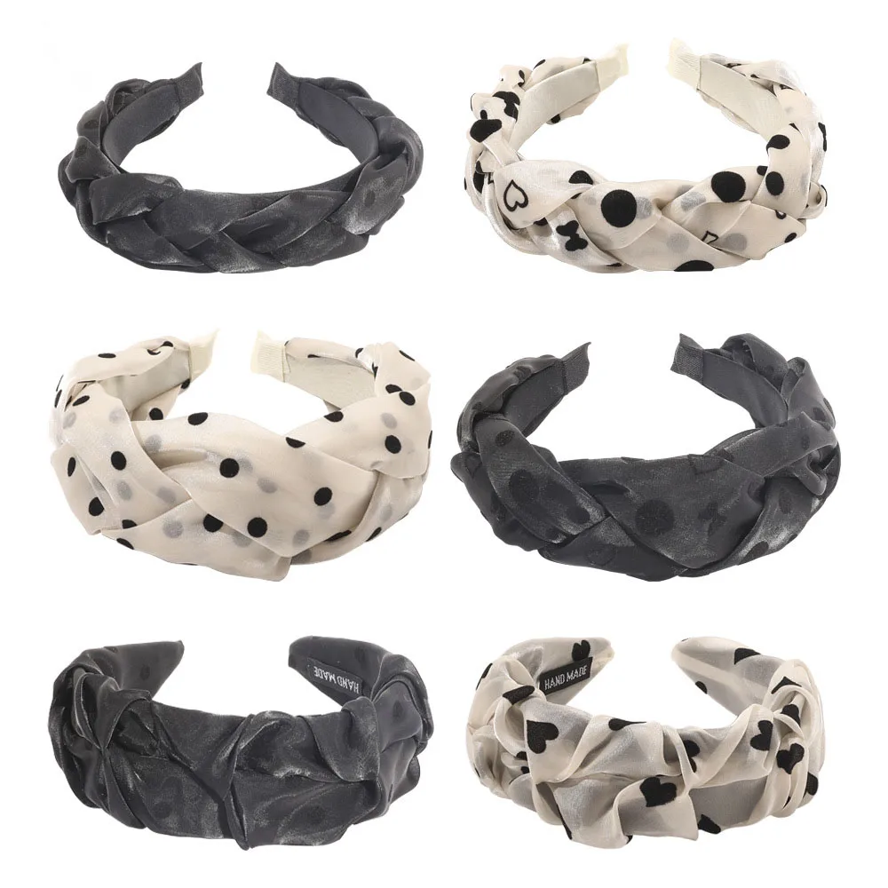 

New Dropship Sale Pleated Headbands Women Wide Bezel Hairbands Silk Mesh Hair Hoop Girls Non-slip Head Band Fashion Headdress