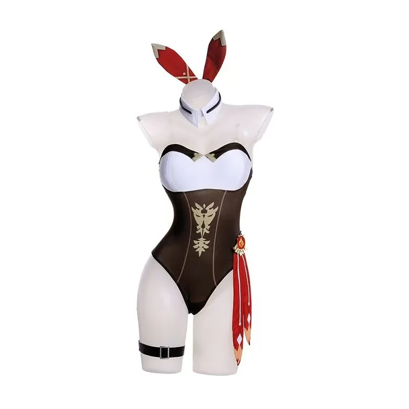 Genshin Impact cos платье Янтарный кролик девушка косплей цельный сексуальный костюм