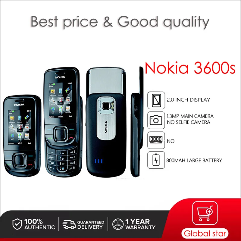

Nokia 3600 s Восстановленный, Оригинальный разблокированный телефон 3600 s Nokia 3600 slide мобильный телефон, гарантия 1 год