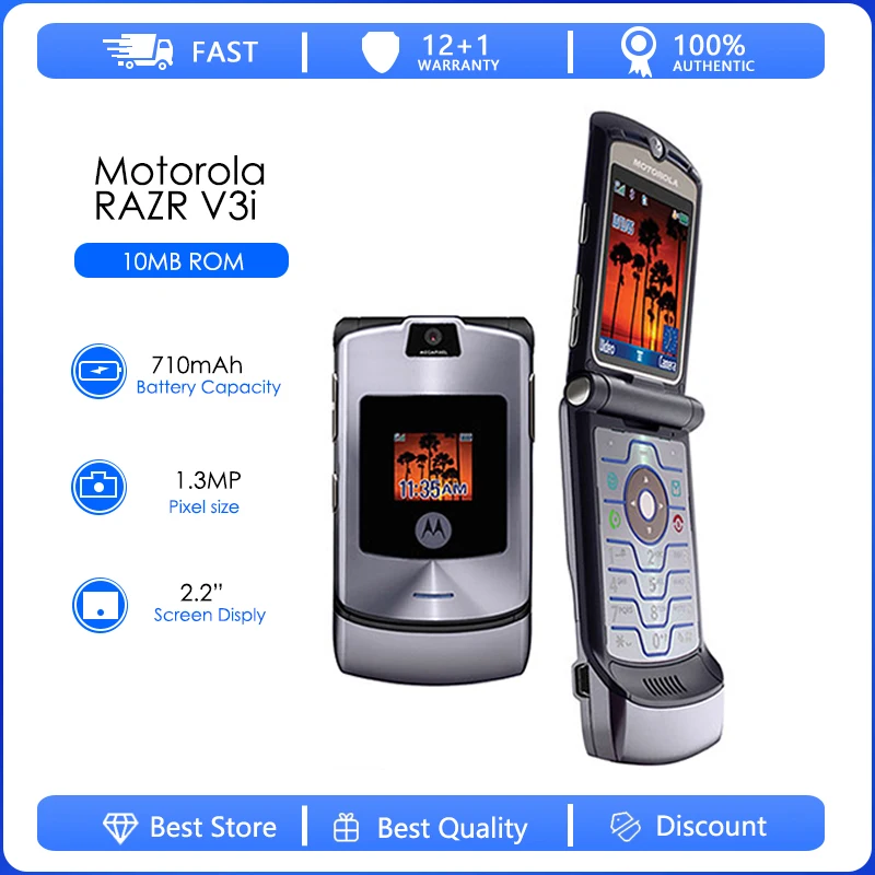 Motorola RAZR V3i Восстановленный Оригинальный разблокированный мобильный