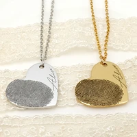 personalized fingerprint necklace engraved fingerprint handwriting jewelry heart pendant custom memorial necklace gift for her