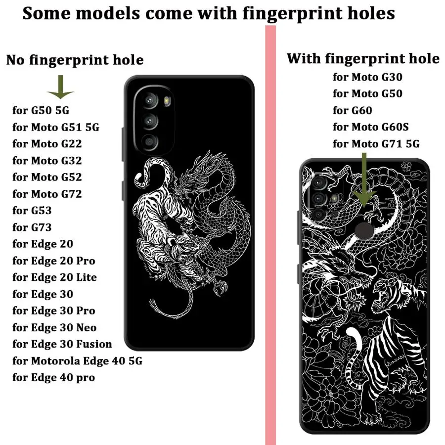 Фото Чехол Dragon Tiger Sketch для Motorola Moto G60s Edge 20 Pro 30 Lite G51 G73 G52 G53 G30 G22 Edge40 G50 G32 G71 №4