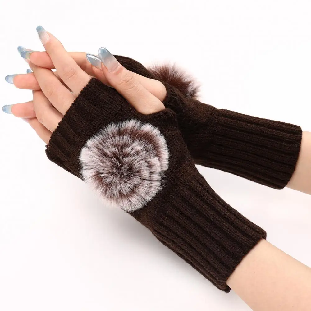 

Functional Women Gloves Acrylic Half-fingers Fingerless Design Women Winter Warm Casual Gloves Knitted Gloves Keeping Warmth