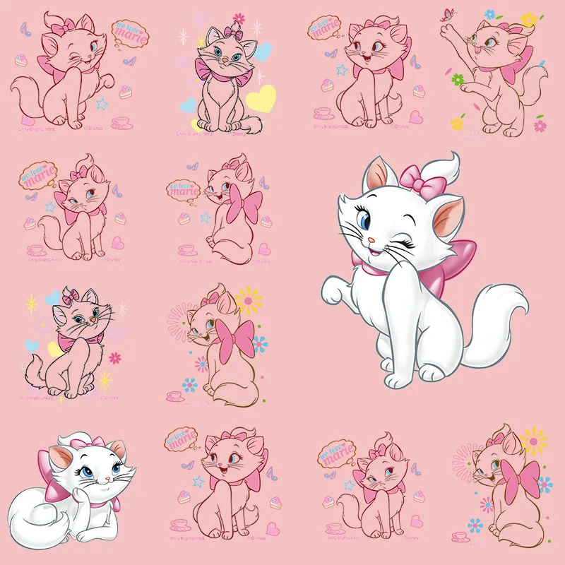 

Disney Heat Transfer Stickers Parches Marie Cat Patches for Clothing Bordados Para La Ropa Clothing Irons for T-Shirt Kawaii