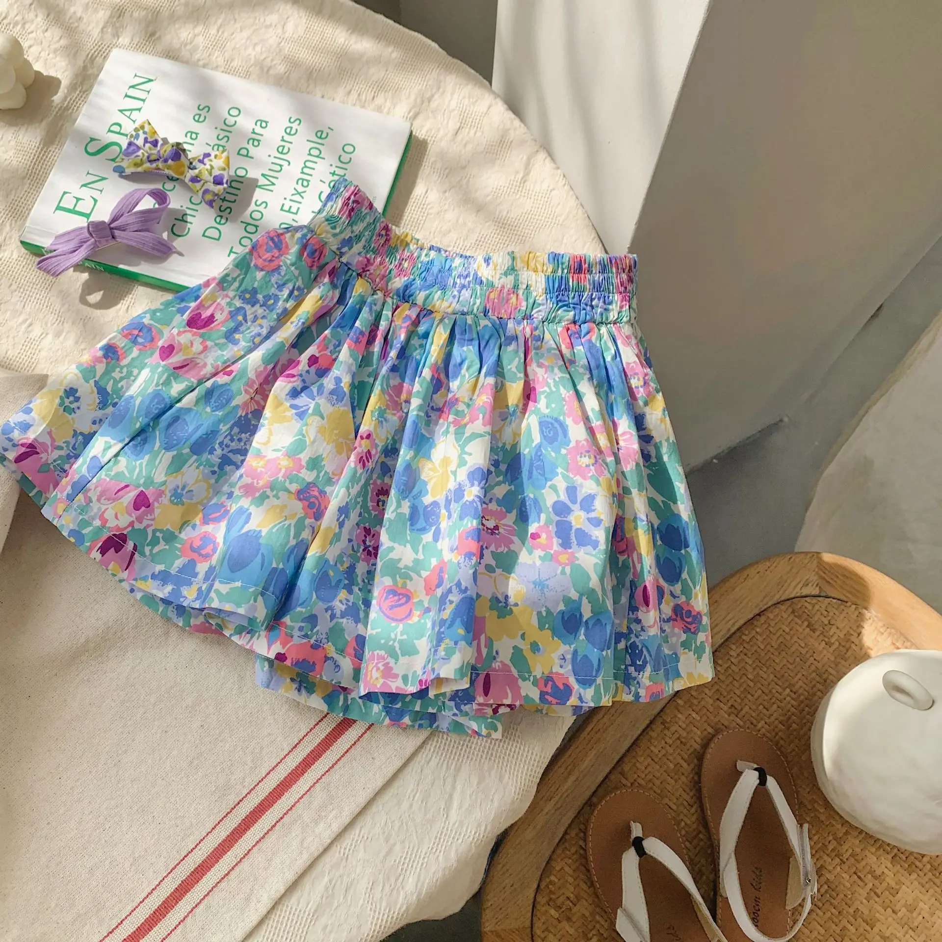 Summer Floral Print Girls Skirt Shorts For Children Clothing Skirt-pants Kids Tutu Shorts Loose Leg Pants Baby Clothes Size 2-10 images - 6