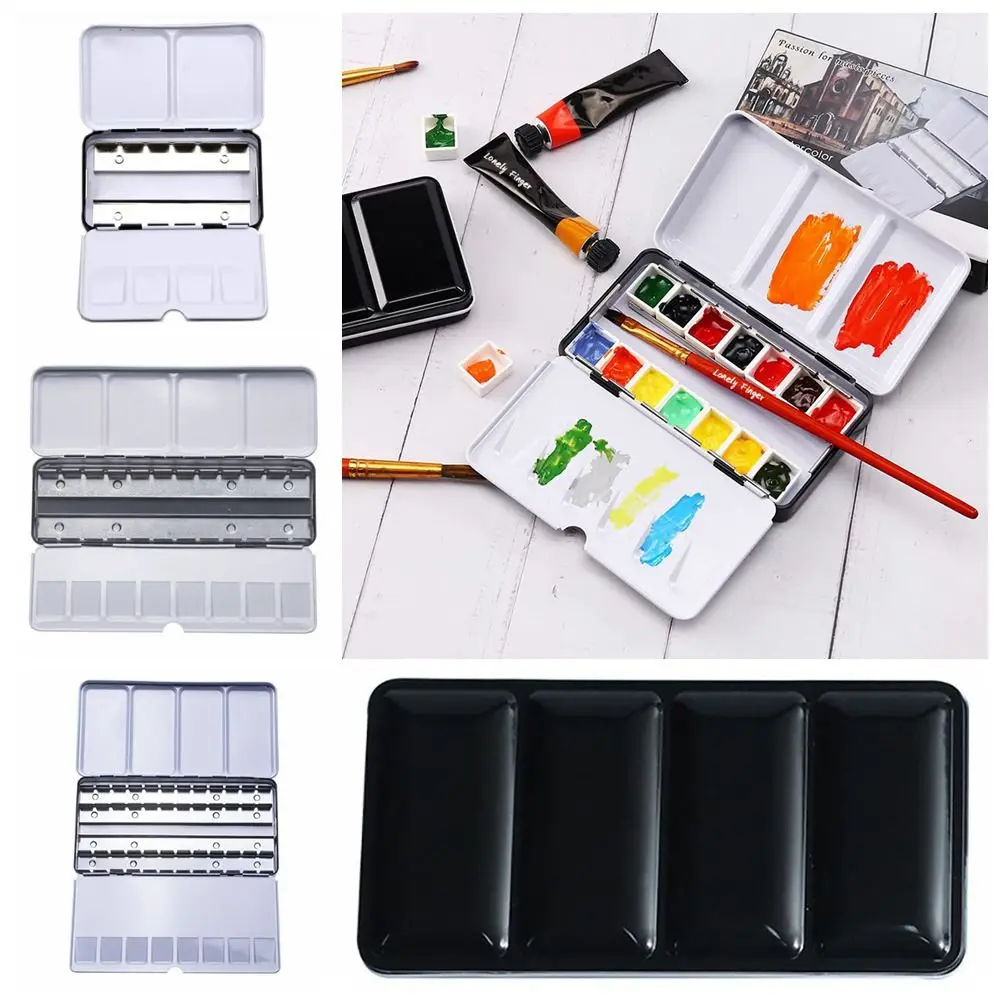 

Portable Flip Cover Painting Tools Drawing Supplies Grids Slots Watercolor Storage Case Empty Paint Palette Pigment Box