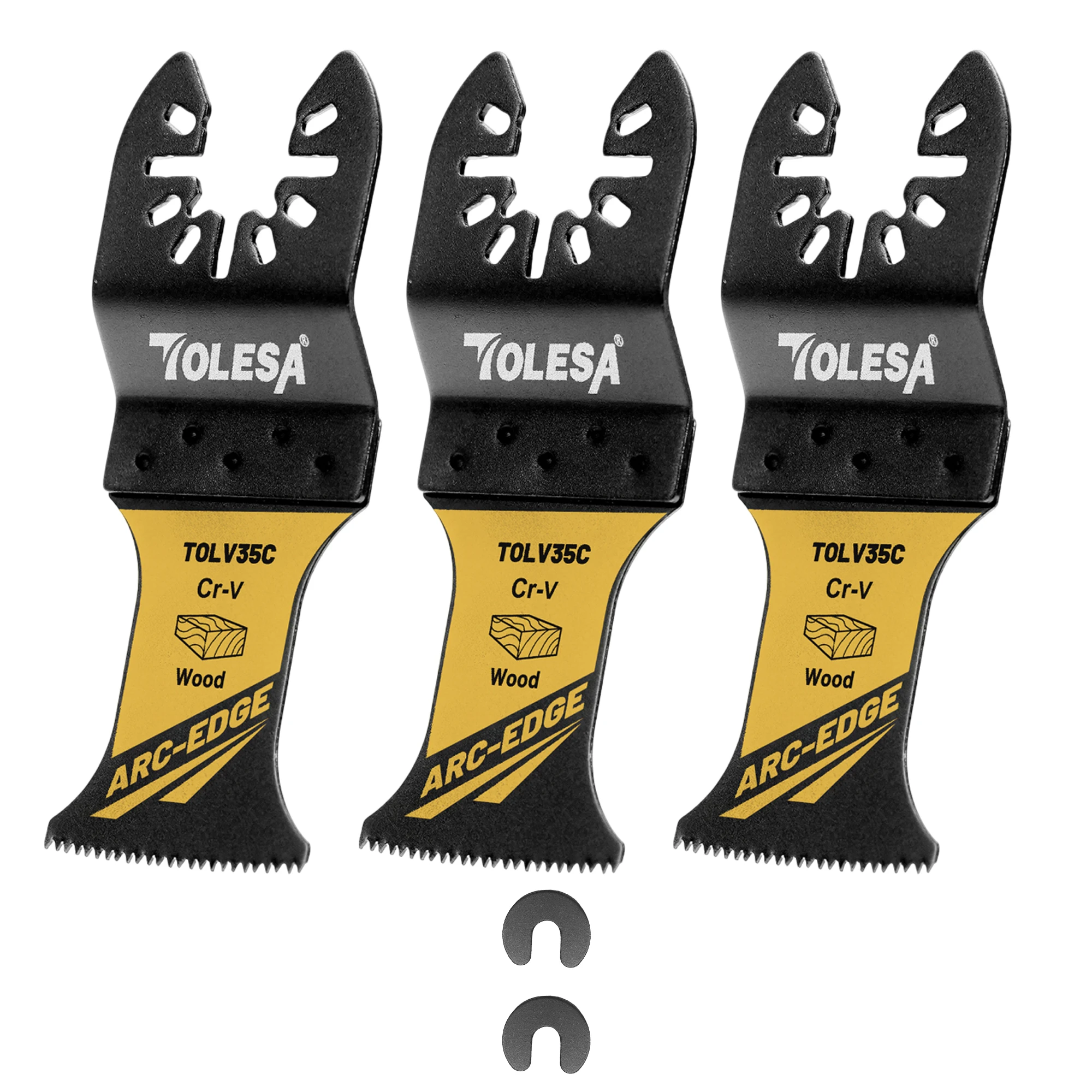 TOLESA 3 шт., набор осциллирующих пильных полотен с дуговой кромкой, многофункциональные лезвия для резки дерева, пластика, острое износостойкое осциллирующее лезвие CRV
