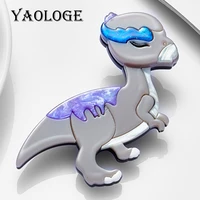 yaologe lovely dinosaur brooches for women acrylic material cute cartoon animal women brooch high quality girls jewelry