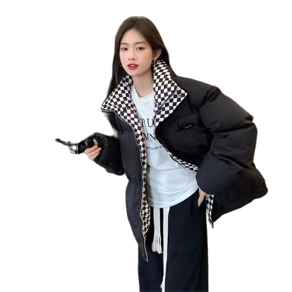 

Новинка 2023, зимняя пуховая куртка из хлопка, женское свободное Стеганое пальто на молнии, Женская однотонная утепленная теплая парка, куртки, Женская кур