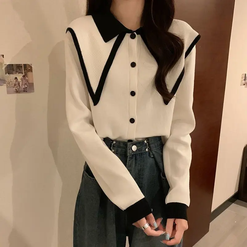 Женский трикотажный свитер в Корейском стиле свободный цветной кардиган с