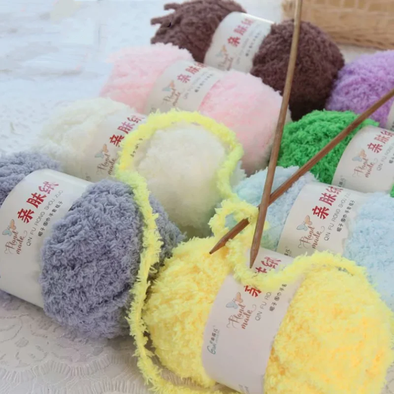 

50g/set Soft Smooth Yarn Baby Knitting Wool Yarn Thick Yarn Fiber Velvet Yarn Hand Knitting Wool Crochet Yarn for DIY Sweater