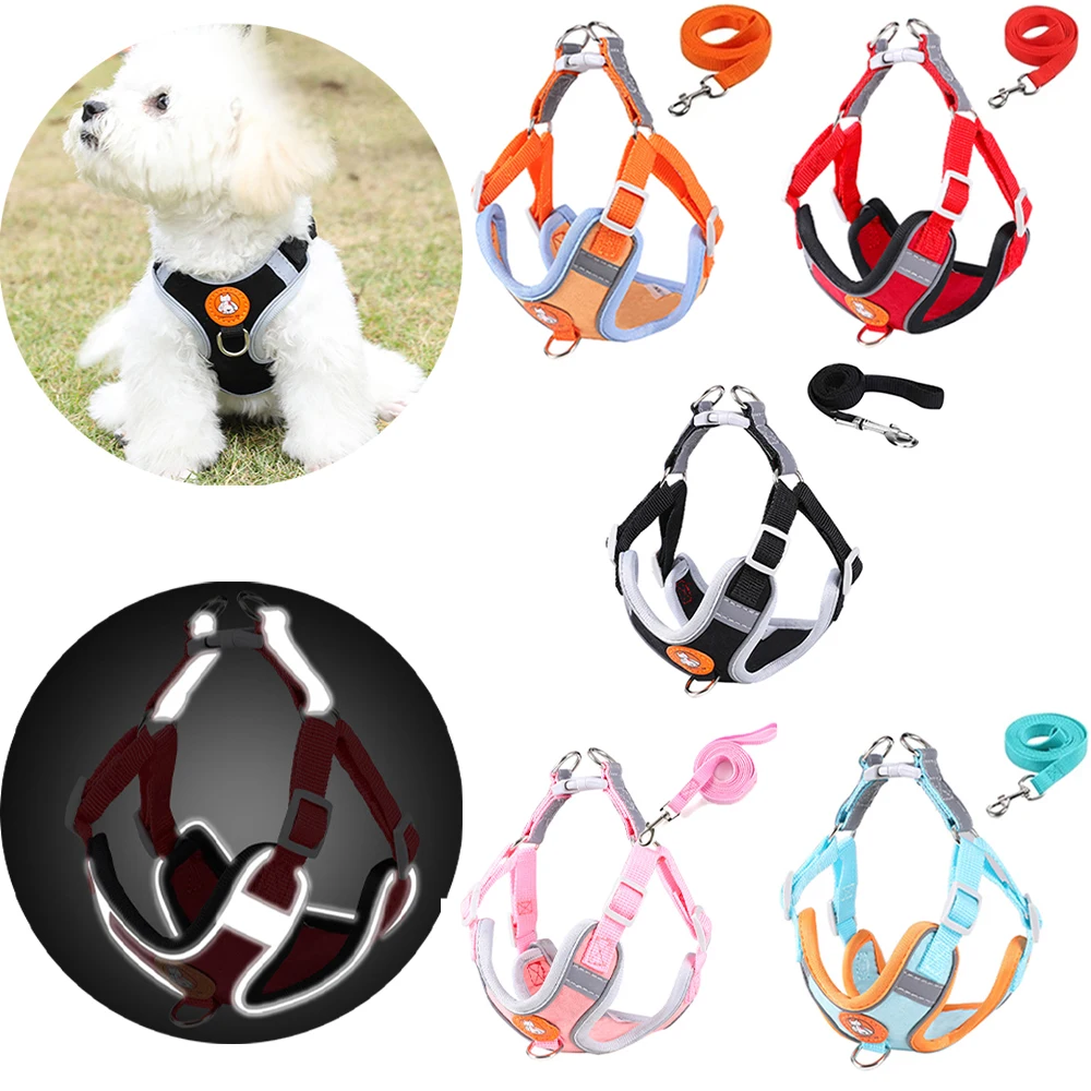 Комплект светоотражающих поводков для собак нагрудный ошейник щенков и кошек