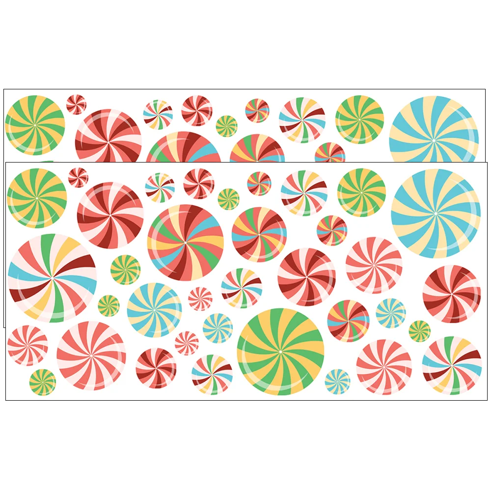 

Christmas Stickers Peppermint Floor Decals Wall Candy Window Clings Holiday Theme Party Supplies