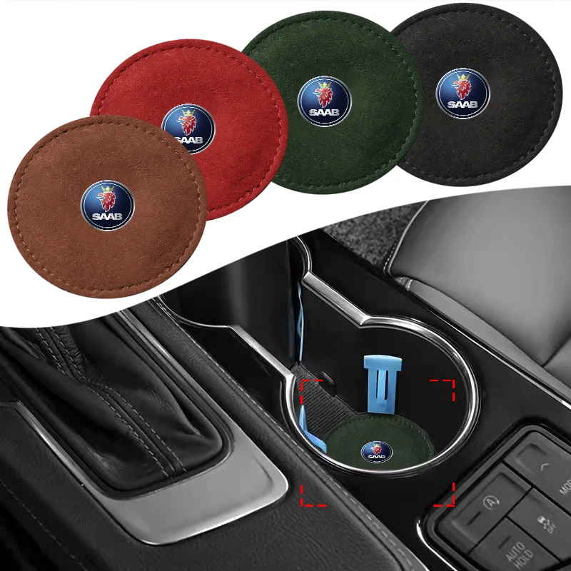 

Car Styling Car Water Cup Pad PU Leather Slot Non-slip Coaster Mat For Saab 9-3 93 9-5 9 3 900 9000 95 Scania Sweden Car Goods