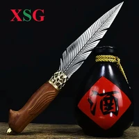 xsg butcher meat cleaver sharp head beautiful feather kitchen 5 5 inch boning knife hand forged viking knife with scabbard