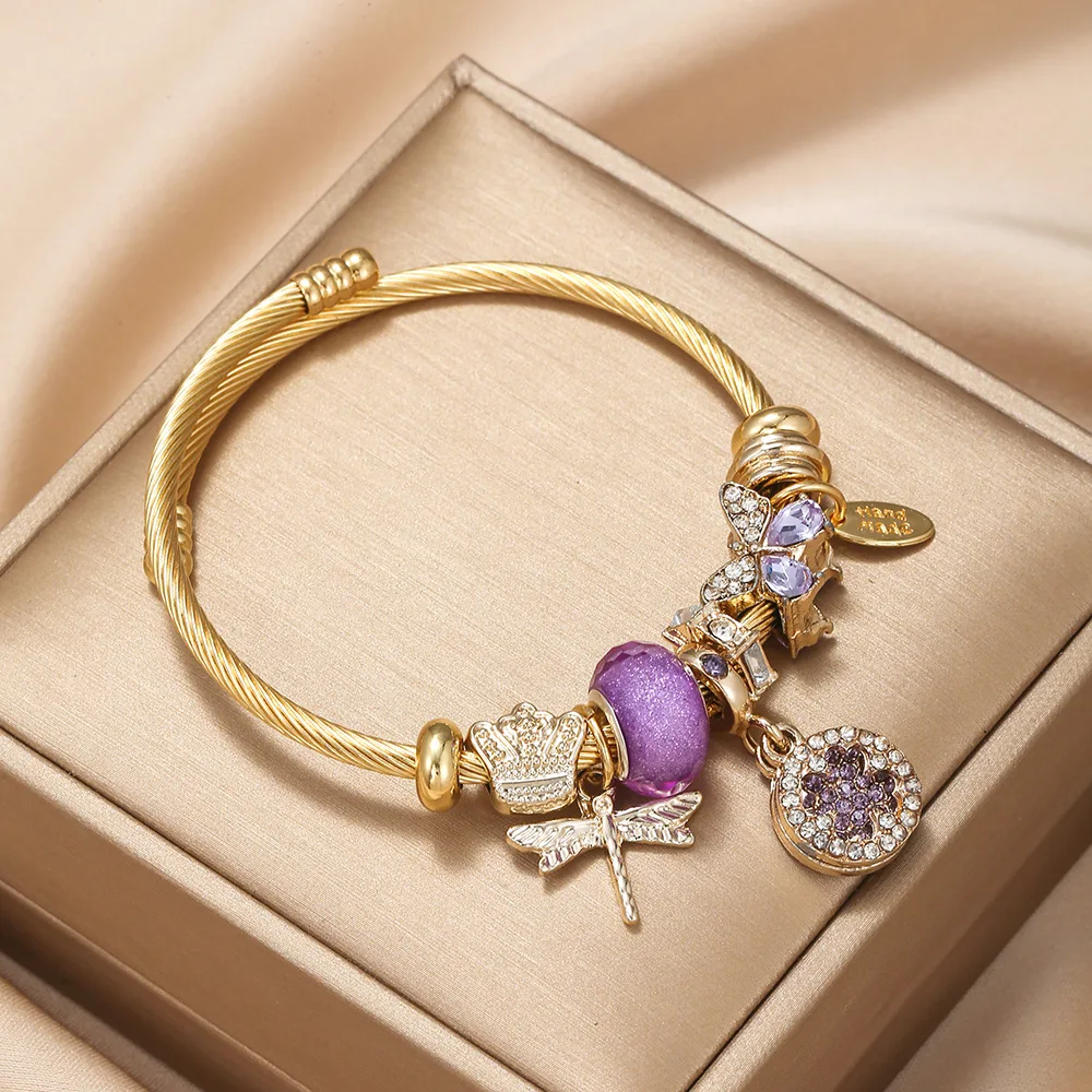 

New Fashion Crystal Leaves Pendant Women Girls Charm Bracelets High Quality Strand Beads Link Bracelets Pulsera