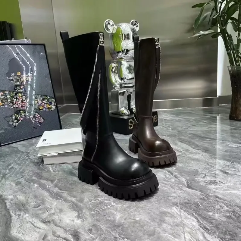 Женские высокие сапоги на плоской подошве и платформе обувь в стиле панк новые