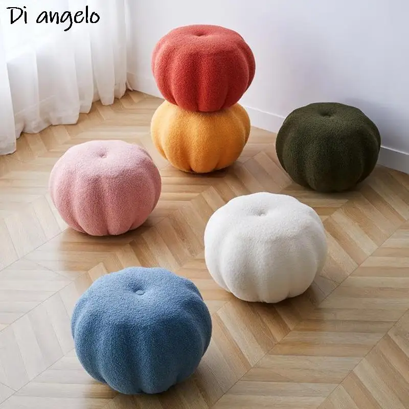 

Small Household Shoe Changing Stool Low Red Halloween Pumpkin Ins Style Sofa Living Room Tea Table Round Footstool