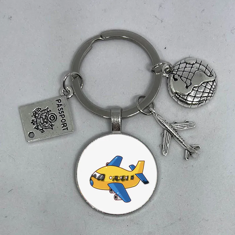 Модные ювелирные изделия купол стеклянный сплав брелок самолет металлическая