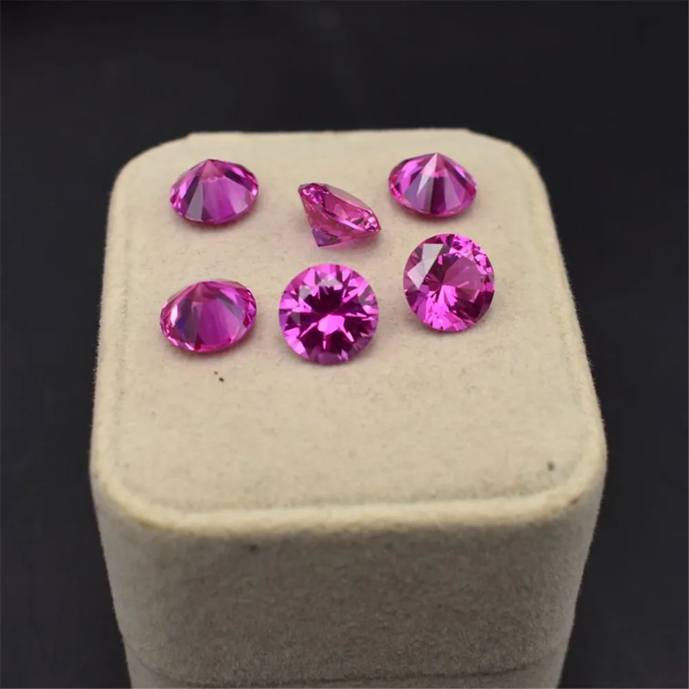 

High Quality Pink Ruby Mohs Hardness 9 Round Faceted Gemstone Brilliant Cut Ruby Gem RB008