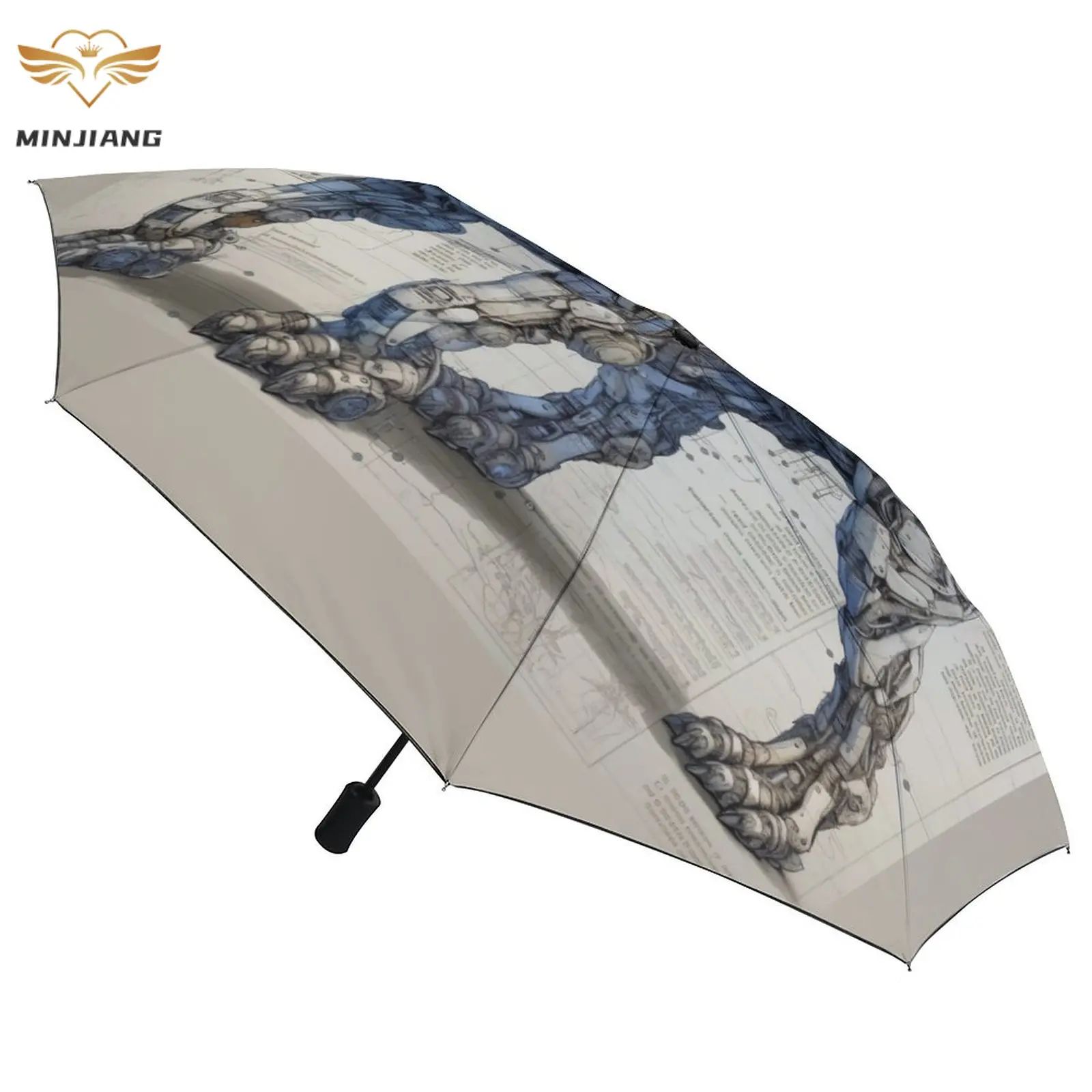 Line Drawing Wind Proof Umbrella Black Coat Portable Umbrellas For Men Women
