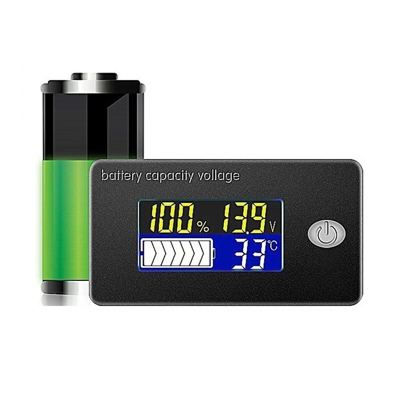 

Univerisal Battery Capacity Indicator 12V 24V Li-ion Lifepo4 Lead acid Battery Monitor with temperature