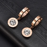 fashion classic luxury titanium steel round roman letter earrings wearable sleeping shower women jewelry earrings 2022