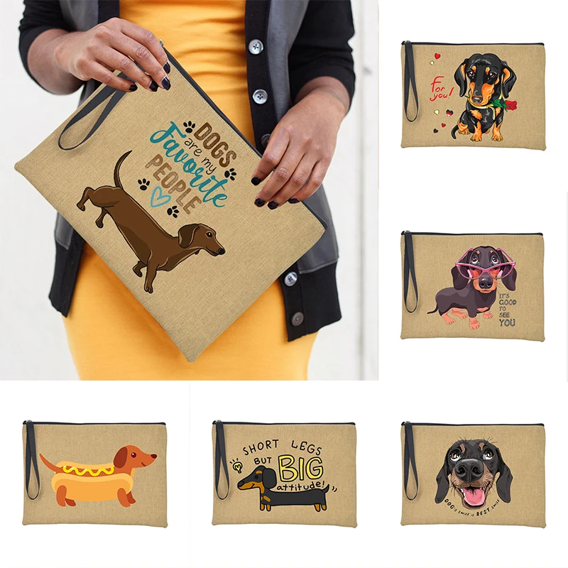 

Cosmetic Bag Women Short Legs Big Dachshund Dog 3D Print New Arrival Pouch Makeup Bag Travel Zipper Toiletry Canvas Beauty Case
