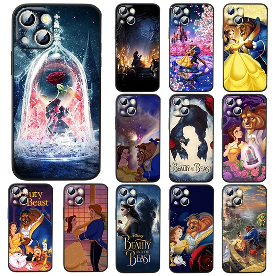 

Disney Beauty Beast For iPhone 14 13 12 11 Pro Max XS Max X XR 7 8 Plus 6S 5S Silicone Black Shell Phone Case