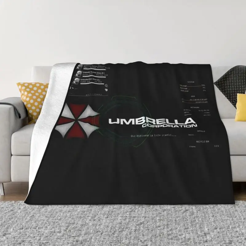 

Grunge Umbrella Corporation Blanket Warm Fleece Soft Flannel Survive The City Throw Blankets for Bedding Sofa Home Spring Autumn