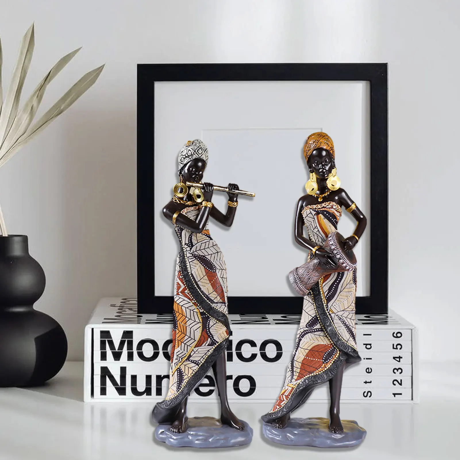 

Полимерные винтажные африканские поделки, орнамент, Черная Женская Художественная Скульптура, домашняя гостиная, настольные декоративные ...