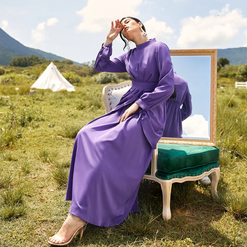 Muslim Fashion Hijab Dress Purple Vestidos Abaya Dubai Turkey Islam Clothing African for Women De Moda Ramadan Ropa Mujer 2022
