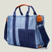 fashion denim patchwork large tote bag designer women handbags luxury panelled shoulder crossbody bag casual shopper purses 2022