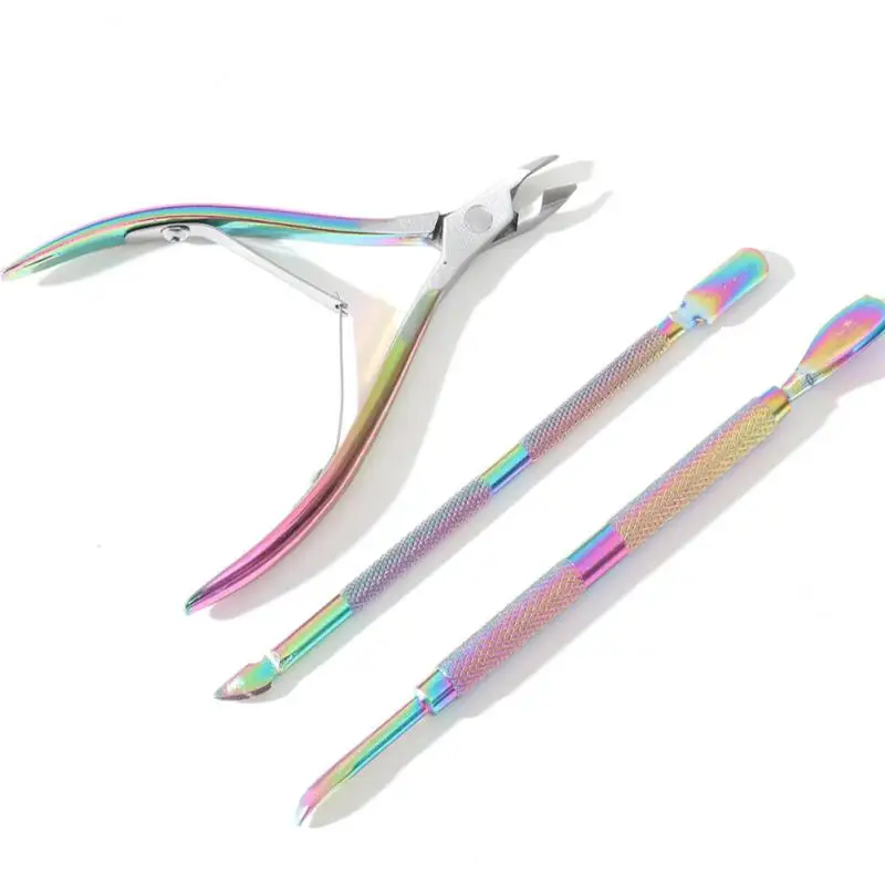 

3PCS Stainless Steel Nail Art Kit Nails Cutter Scissor Cuticle Pusher Dead Skin Remover Manicure Pedicure Tools Nail Clipper