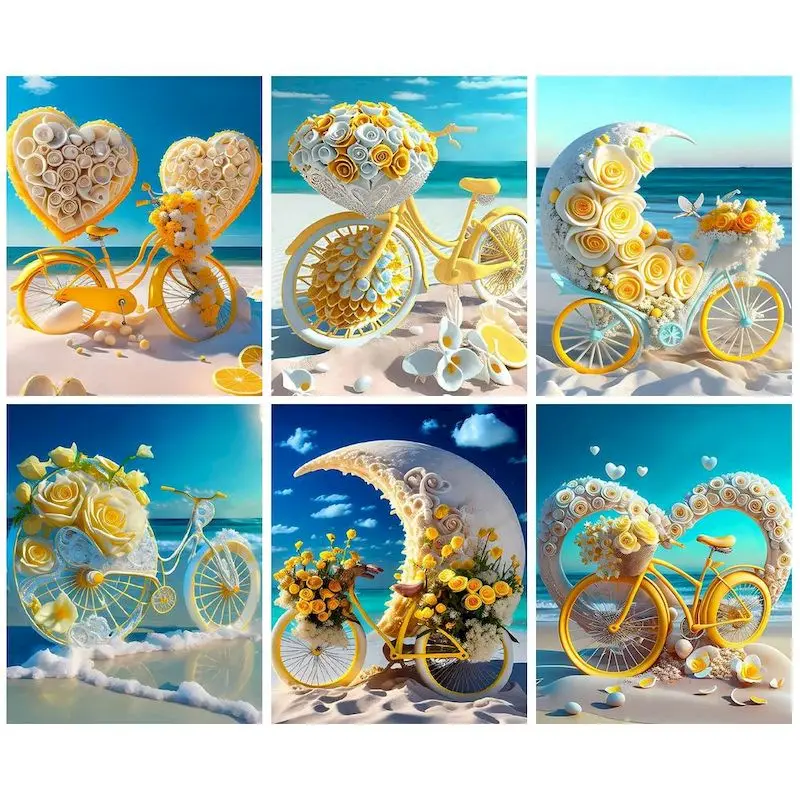 

Romantic Bicycle DIY Painting By Numbers HandPainted Oil Painting Landscape Drawing On Canvas Picture Paint Home Decor Art Gift