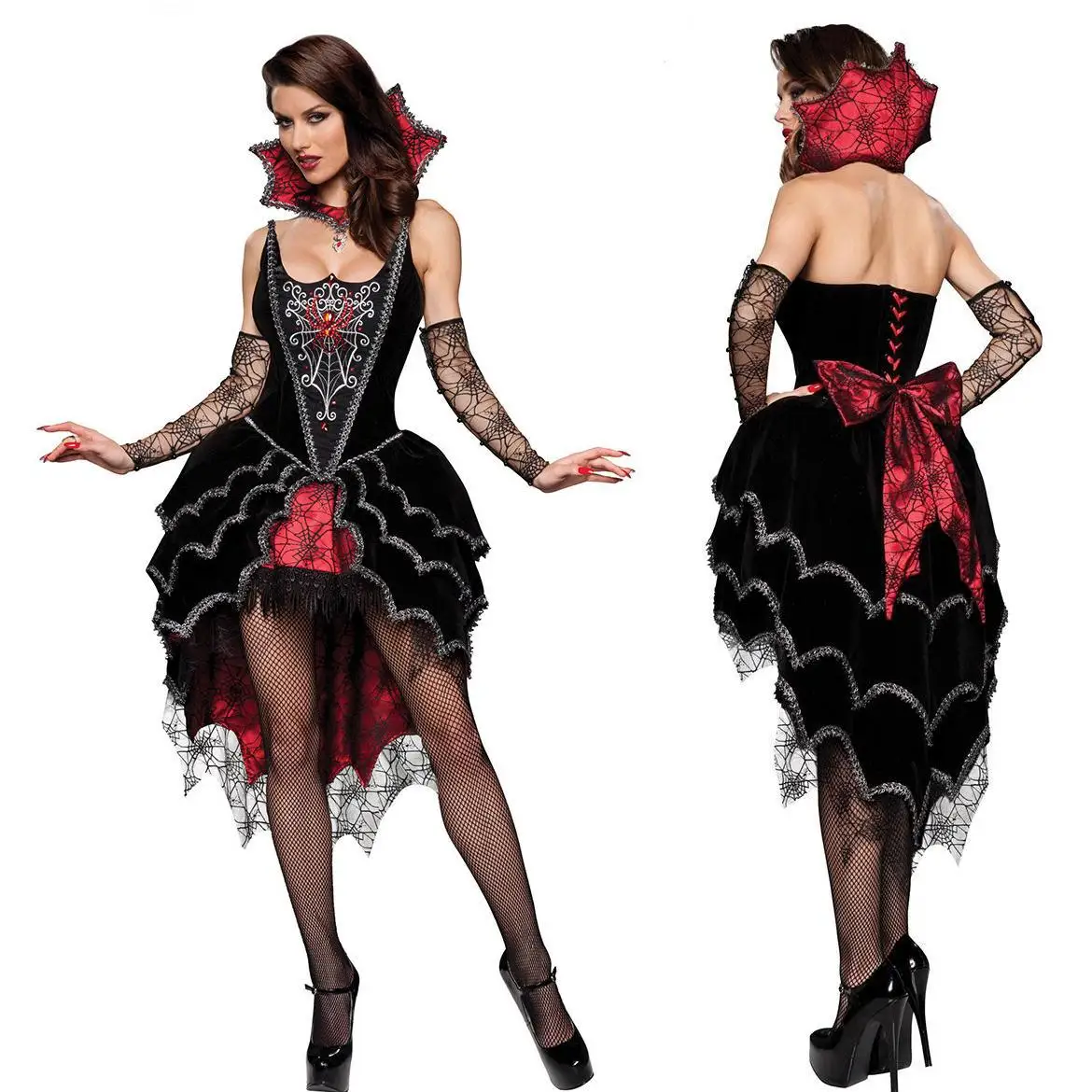 

Halloween Zombie Vampire Tutu Lace Skirt Queen Cosplay Costume Dress Adult Women Carnival Party Fancy Witch DS Cosplay Outfit