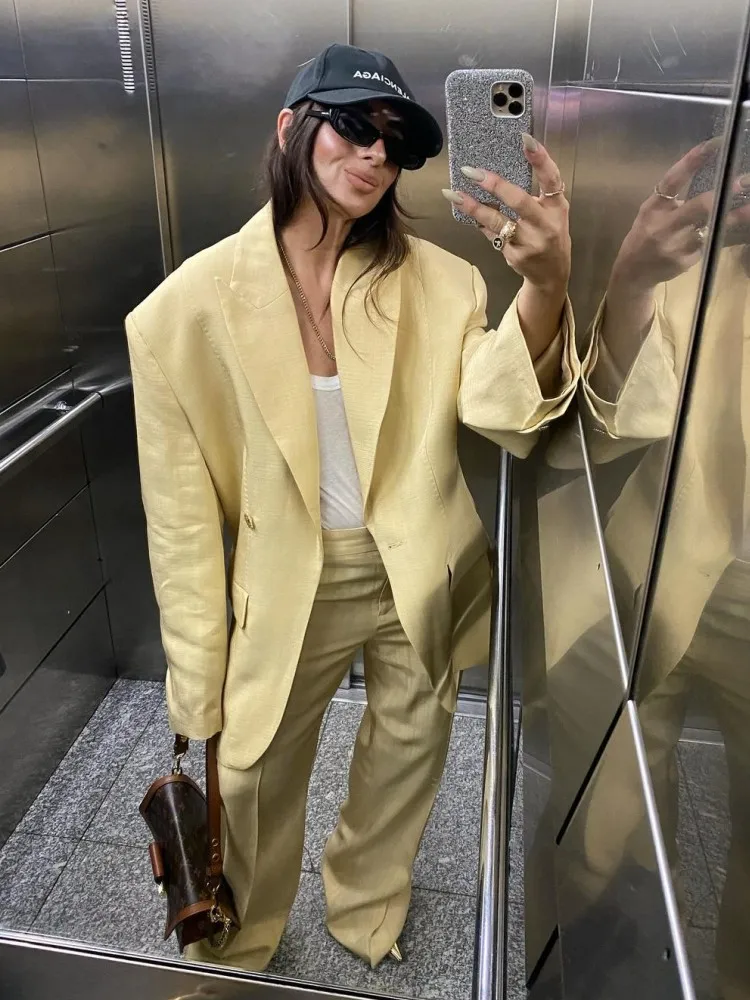 Женский Повседневный костюм с асимметричным подолом свободный однотонный