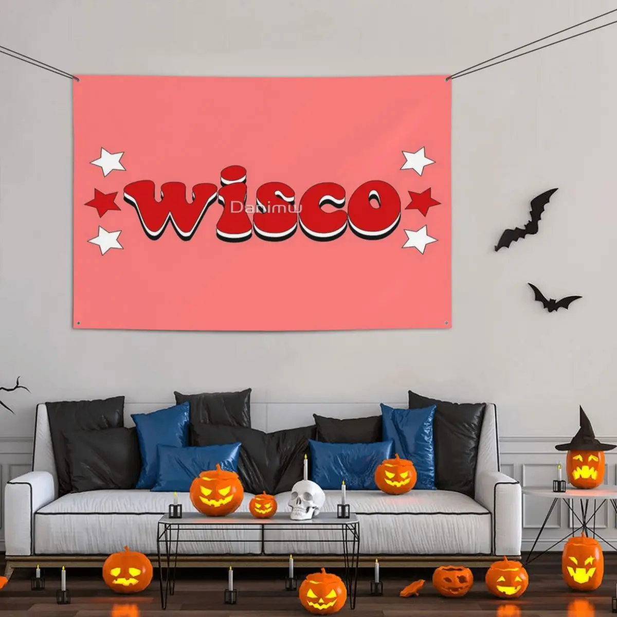 

Wisconsin Stars Party Banner Decor 120x180cm Polyester Material With Metal Grommets Fade Resistant Flowy Bright Color