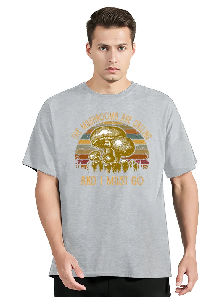 Футболка унисекс с принтом грибов и надписью I Must Go Idea Мужская хлопковая футболка